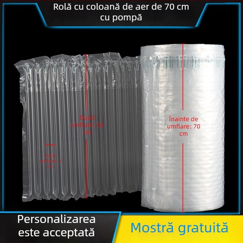Material de rolă cu coloană de bule, personalizat, pentru saci cu coloană de aer, întărit PE+PA, 70 cm, potrivit pentru vin, cosmetică, meșteșuguri, produse digitale și plante