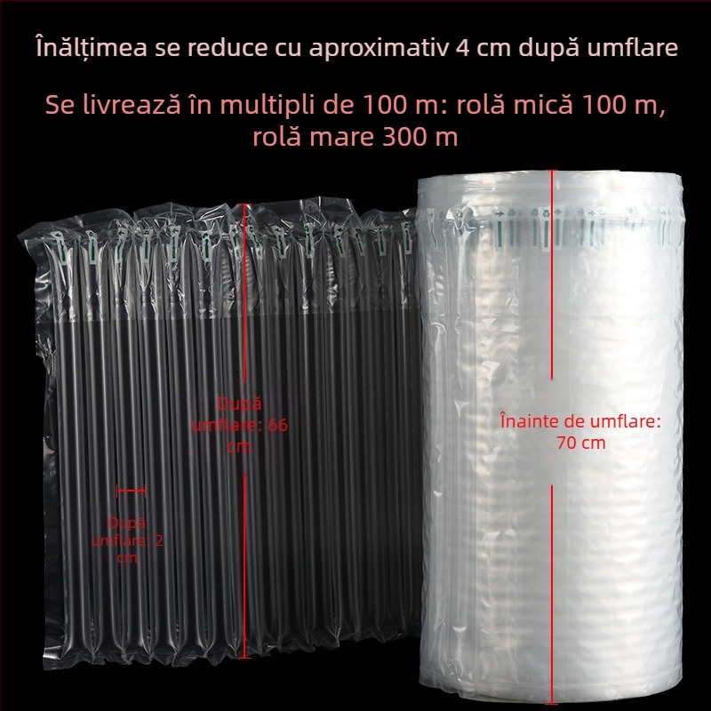 Material de rolă cu coloană de bule, personalizat, pentru saci cu coloană de aer, întărit PE+PA, 70 cm, potrivit pentru vin, cosmetică, meșteșuguri, produse digitale și plante