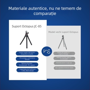 Trepied octopus cu brațe în stil bambus pentru telefoane, camere și GoPro — fotografii versatile și streaming live