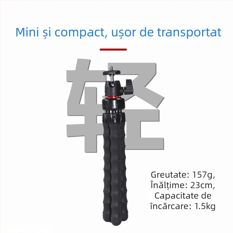 Trepied octopus cu brațe în stil bambus pentru telefoane, camere și GoPro — fotografii versatile și streaming live