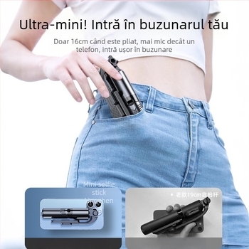 2024 mini trepied pentru telefon cu suport selfie, rotire la 360°, din aliaj, telecomandă inclusă