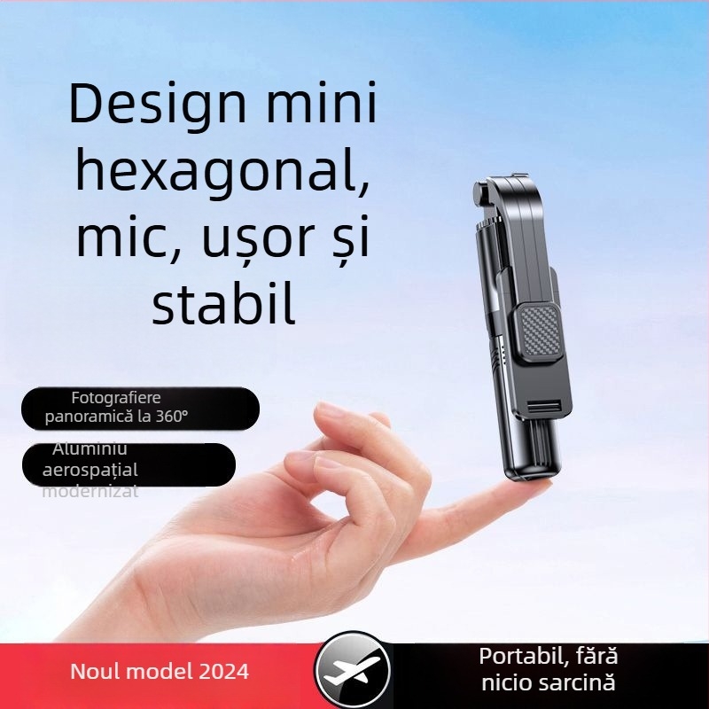 2024 mini trepied pentru telefon cu suport selfie, rotire la 360°, din aliaj, telecomandă inclusă