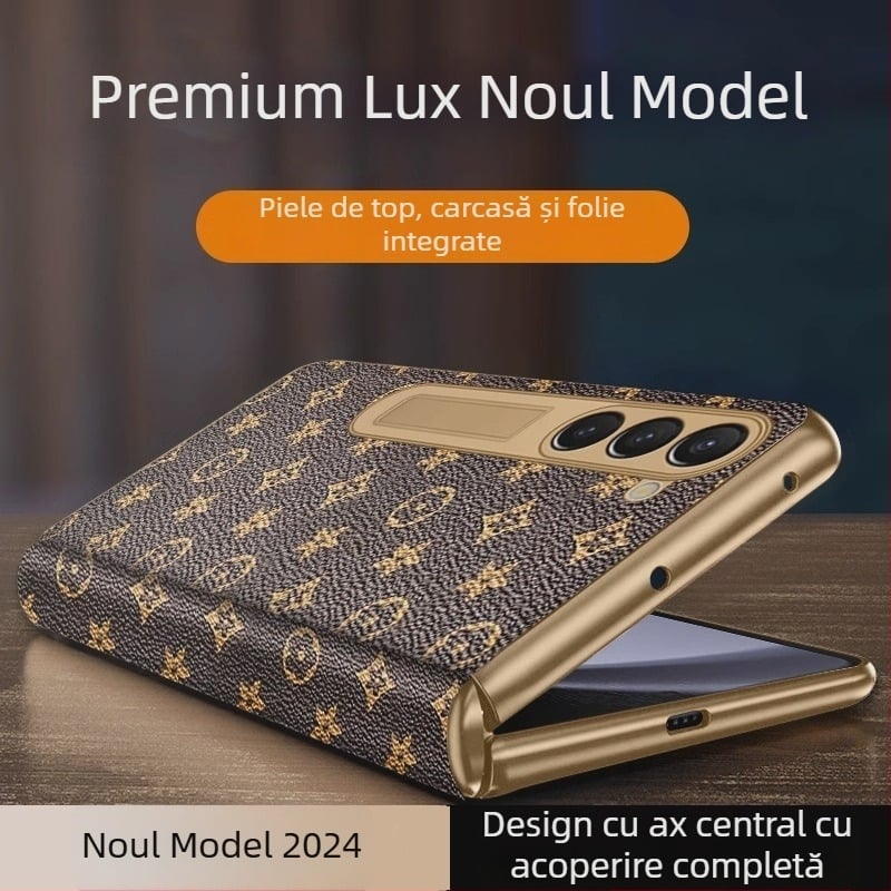 Husă Samsung Fold5, balama din aur antic, protecție pentru ecran integrată – set all-in-one Fold6/W24