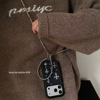 Husă albastră pentru iPhone cu design în cruce, acrilic mat, protecție anti-cădere