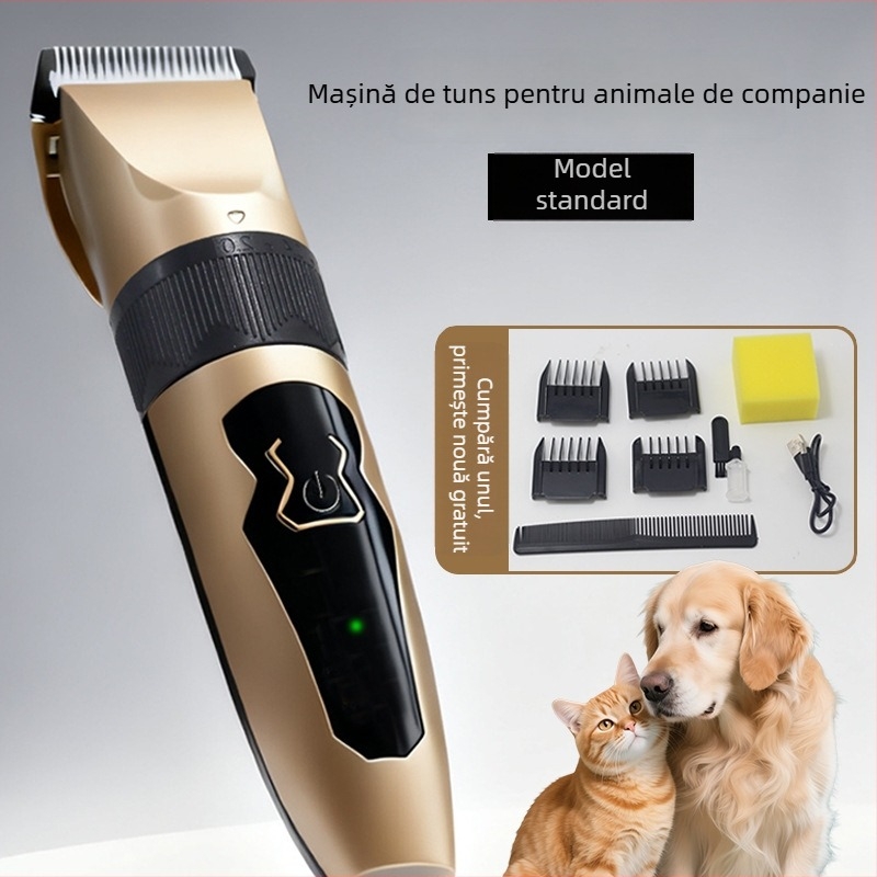 Mașină de tuns pentru animale de companie – câini, reîncărcabilă, cu pieptene cu afișaj digital