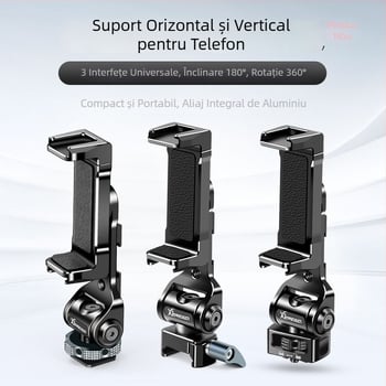 Clip pentru telefon cu pin de poziționare de 1/4 inch, cadru-cage pentru DSLR, adaptor de expansiune cu pantof rece