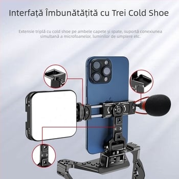 Clip pentru telefon cu pin de poziționare de 1/4 inch, cadru-cage pentru DSLR, adaptor de expansiune cu pantof rece