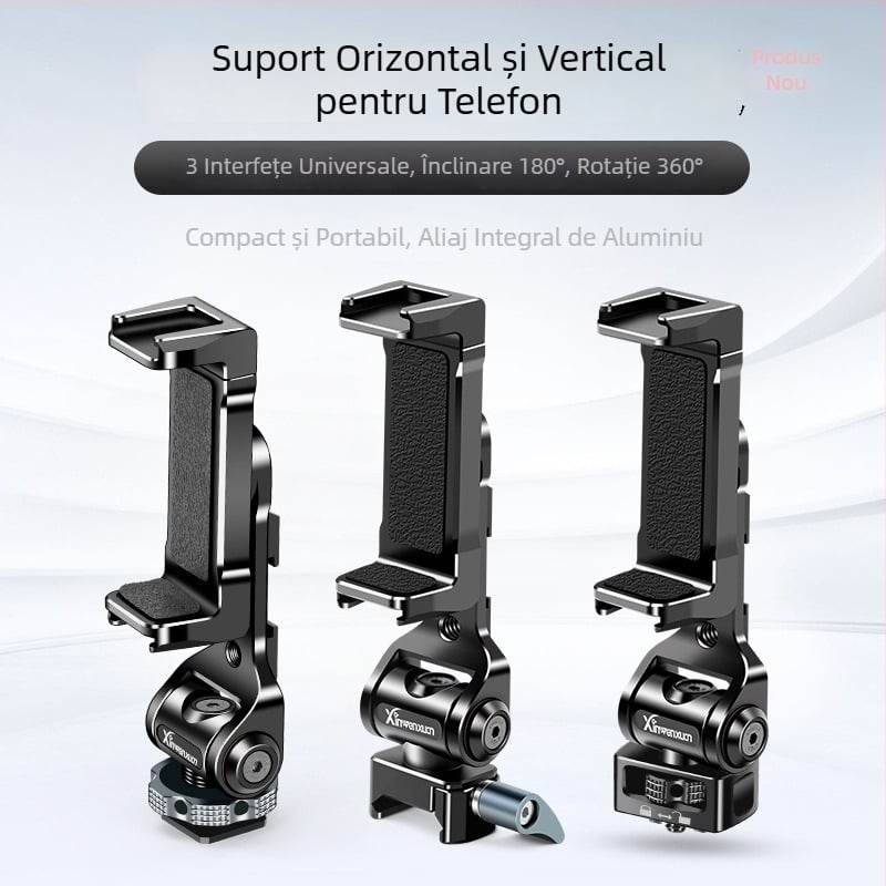 Clip pentru telefon cu pin de poziționare de 1/4 inch, cadru-cage pentru DSLR, adaptor de expansiune cu pantof rece