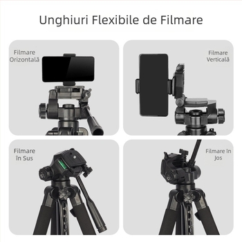 Trepied de fotografie de 2,1 m, cu suport pentru telefon și suport pentru lampă de pescuit de noapte, pentru streaming live