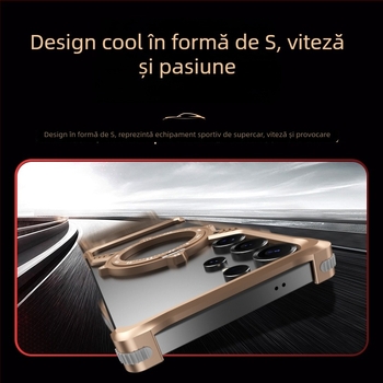 Carcasă metalică pentru Samsung S23 Ultra și S22 Ultra, cu suport în formă de S 360°, disipare a căldurii, rezistență la uzură, antiamprente și protecție la căderi
