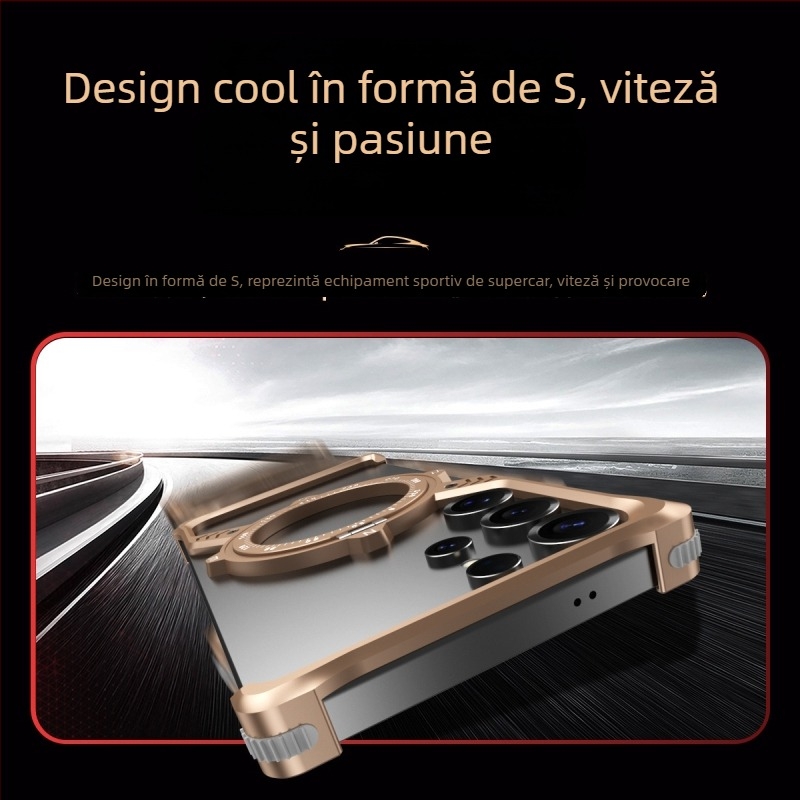 Carcasă metalică pentru Samsung S23 Ultra și S22 Ultra, cu suport în formă de S 360°, disipare a căldurii, rezistență la uzură, antiamprente și protecție la căderi