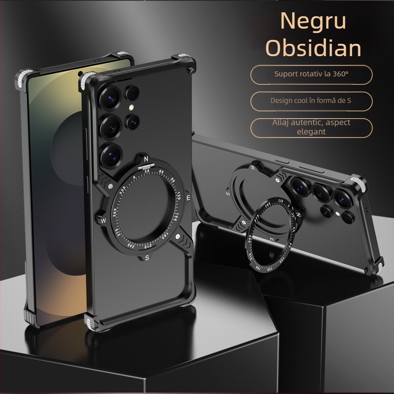 Carcasă metalică pentru Samsung S23 Ultra și S22 Ultra, cu suport în formă de S 360°, disipare a căldurii, rezistență la uzură, antiamprente și protecție la căderi