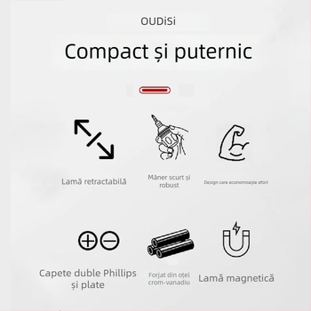 Oudisi șurubelniță telescopică cu clichet, capete Phillips și plat, dublă, ergonomic