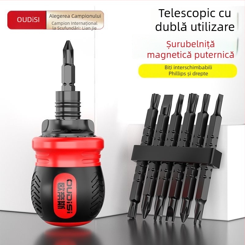 Oudisi șurubelniță telescopică cu clichet, capete Phillips și plat, dublă, ergonomic