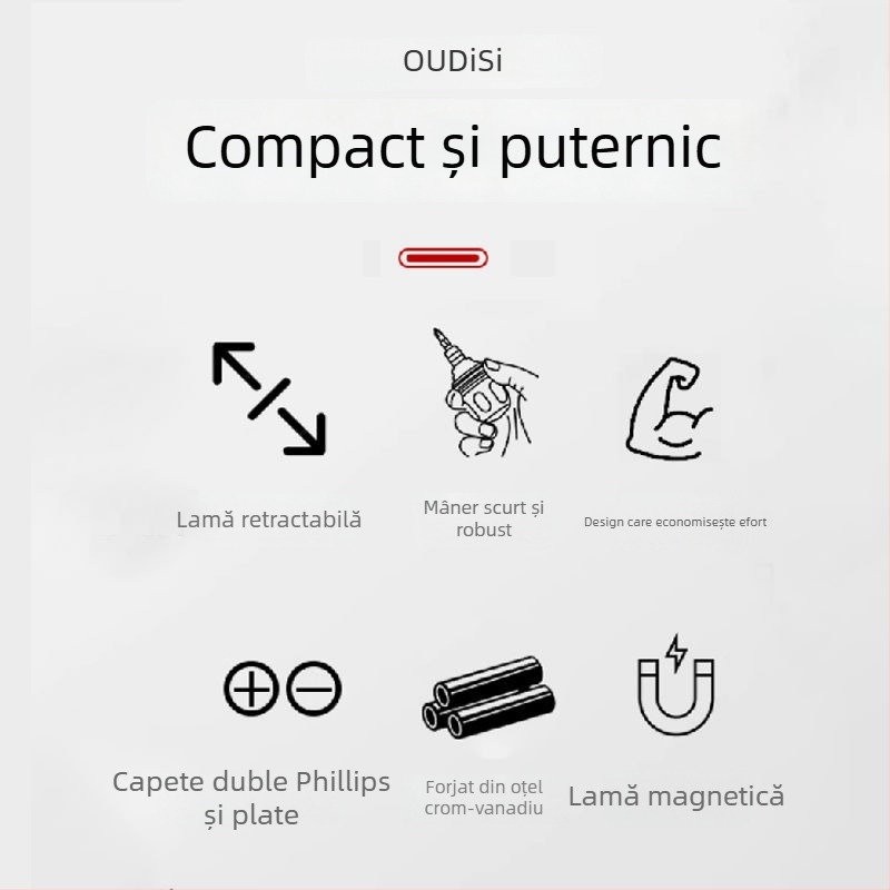 Oudisi șurubelniță telescopică cu clichet, capete Phillips și plat, dublă, ergonomic