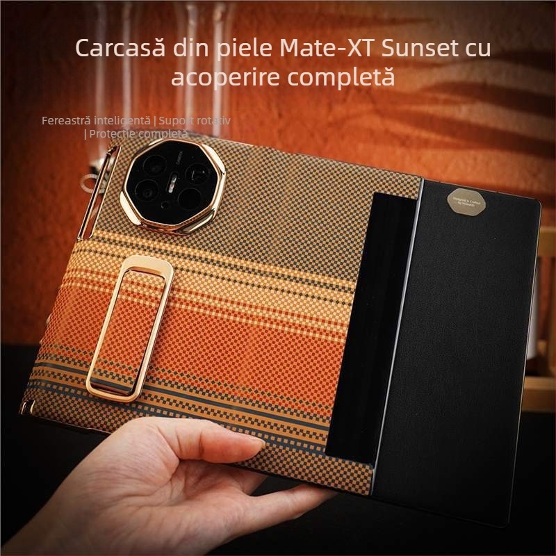 Husă Huawei Mate X/Xs cu pliere triplă și suport rotativ pentru încheietură – Apus irizat