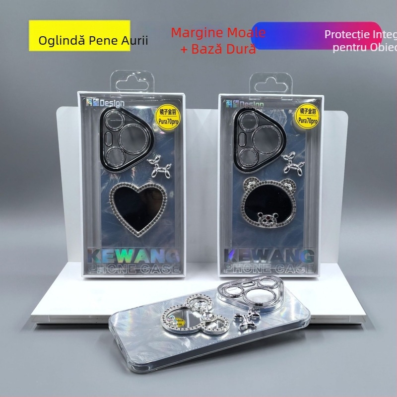 Mirror Jinyu Carcasă din silicon pentru Huawei Pura70 Pro și Apple Pura70 – cu suprafață reliefată, protecție anti-cadere, rezistent la uzură, senzație premium