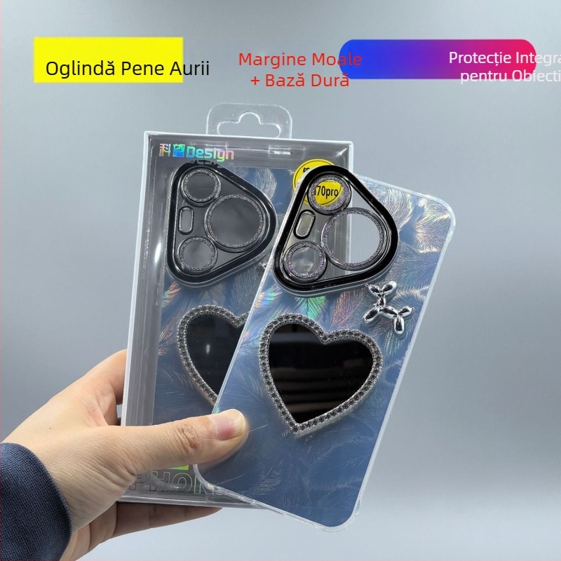 Mirror Jinyu Carcasă din silicon pentru Huawei Pura70 Pro și Apple Pura70 – cu suprafață reliefată, protecție anti-cadere, rezistent la uzură, senzație premium