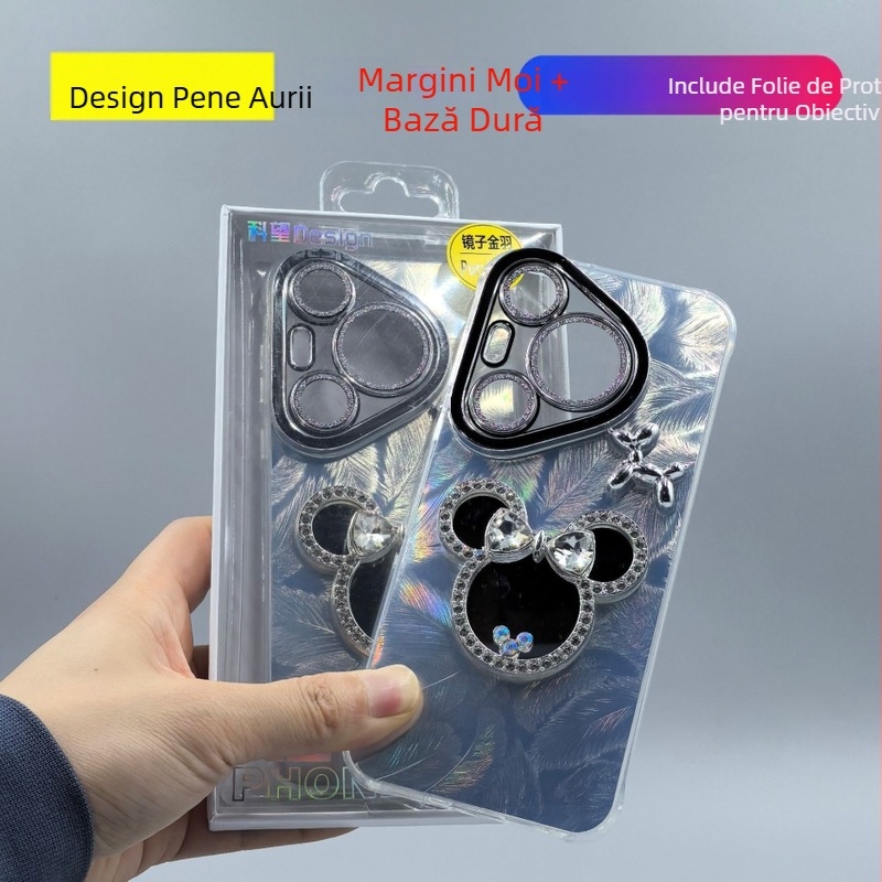 Mirror Jinyu Carcasă din silicon pentru Huawei Pura70 Pro și Apple Pura70 – cu suprafață reliefată, protecție anti-cadere, rezistent la uzură, senzație premium