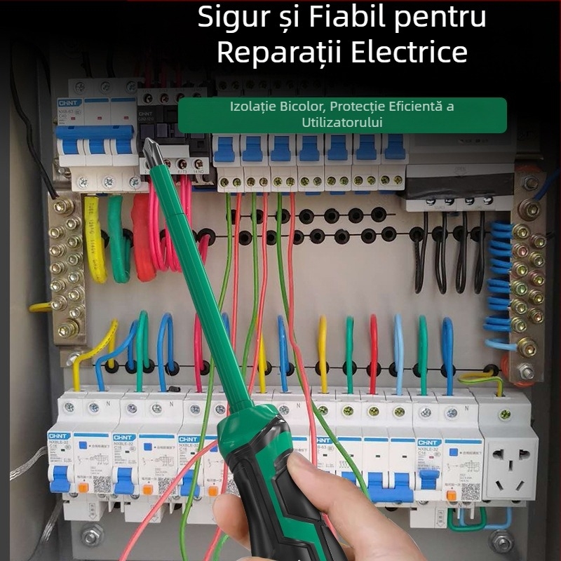 Șurubelniță izolată cu cap cruciș și cap plat, magnet puternic, pentru reparații electrice în gospodărie