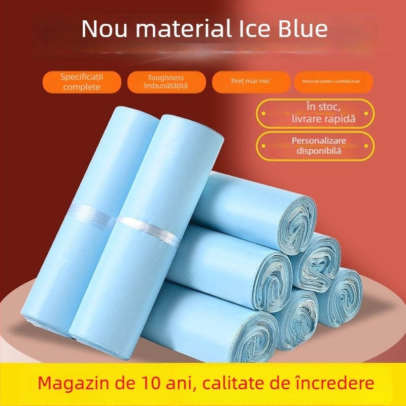 Geantă de expediere albastru gheață, impermeabilă, material nou pentru ambalare colete comerț electronic