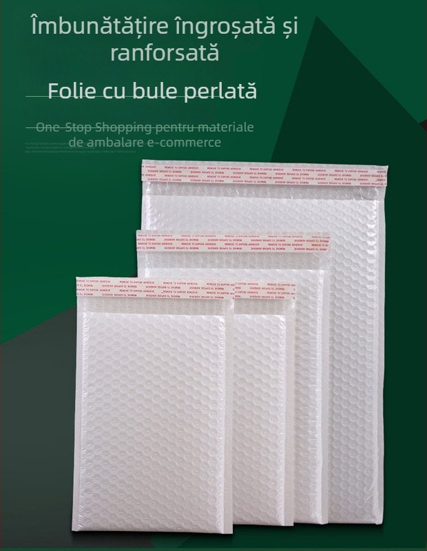 Plic bule alb cu film perlat, 48×56 cm, rezistent la șocuri, plic compozit mare pentru expedierea hainelor