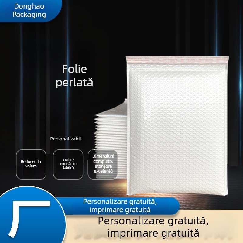 Plic cu bule din film alb perlat, compozit, gros, pentru ambalarea hainelor