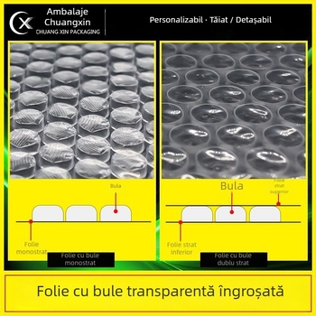 Chuangxin Pungă transparentă cu folie de bule îngroșată, LDPE, dreptunghiulară, pentru ambalare în transport