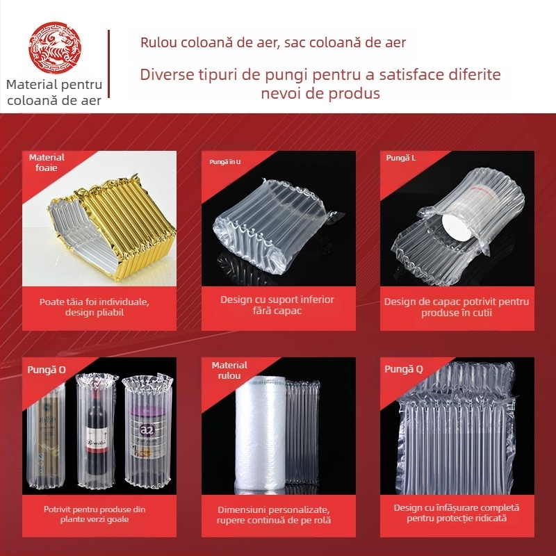 Geantă de ambalare cu coloană de aer, personalizată, cu coloane de bule pentru protecție la șocuri, mâner din sfoară