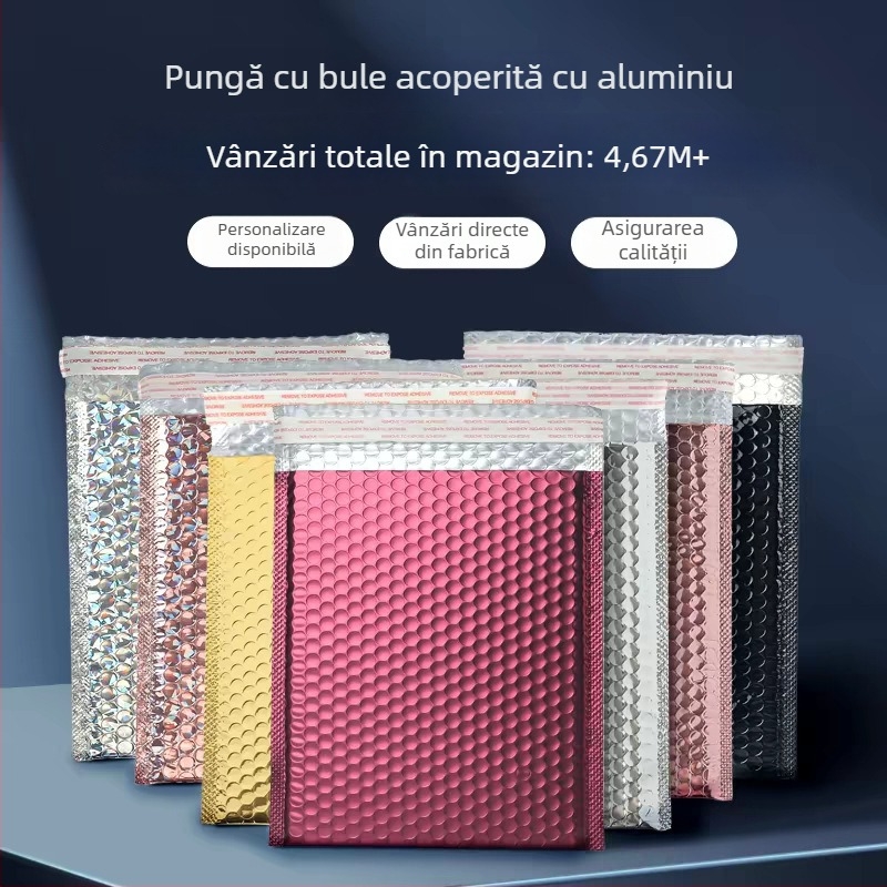 26 pungi cu bule din folie de aluminiu tratată cu laser, plicuri rezistente la șocuri pentru curierat, ambalaje pentru expediere, pungi groase cu bule pentru haine