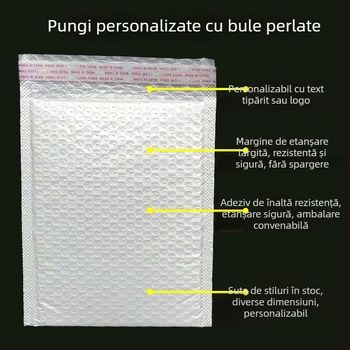 Plic cu bule din film compozit perlat, protecție la șocuri pentru expediere, plic alb cu burete gros