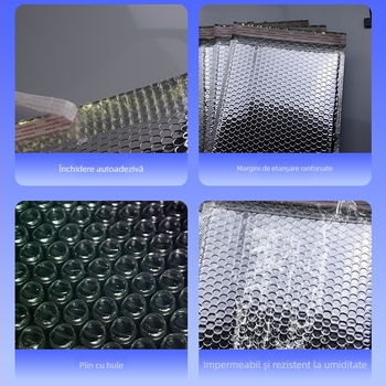 Plic cu bule argintiu, cu film aluminizat, îngroșat, pentru haine, telefoane mobile și bijuterii, impermeabil și cu protecție împotriva șocurilor