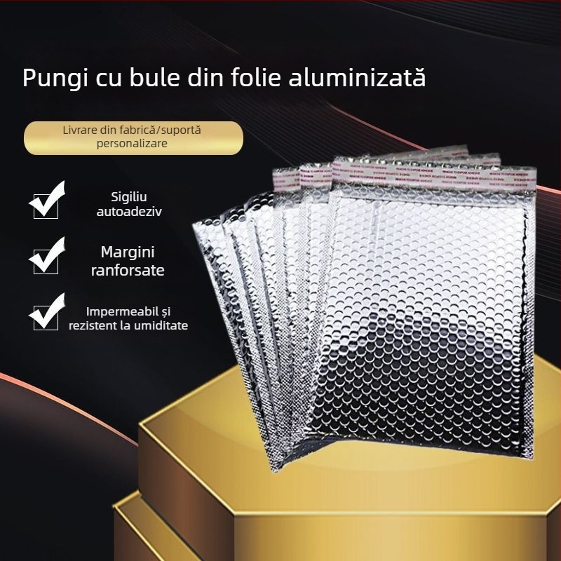 Plic cu bule argintiu, cu film aluminizat, îngroșat, pentru haine, telefoane mobile și bijuterii, impermeabil și cu protecție împotriva șocurilor