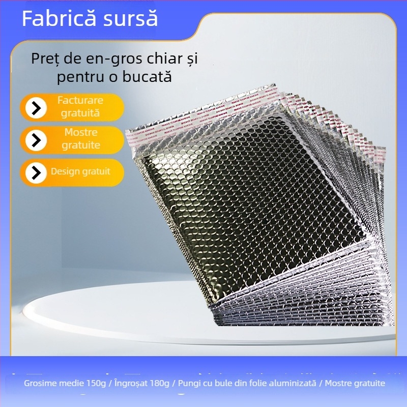 Plic cu bule argintiu, cu film aluminizat, îngroșat, pentru haine, telefoane mobile și bijuterii, impermeabil și cu protecție împotriva șocurilor