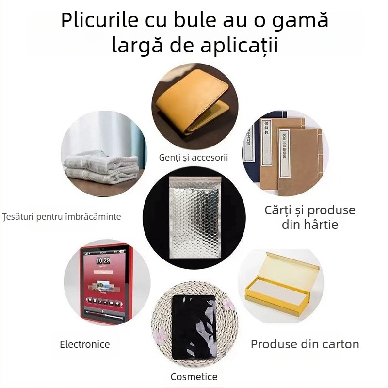Plic cu bule din folie aluminizată, gros, autoadeziv, impermeabil și rezistent la lovituri pentru ambalarea hainelor