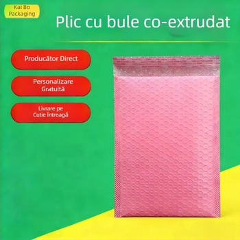 Plicuri roz cu bule, plicuri din film colorat multistrat extrudat, ambalaj cu spumă pentru haine și produse cosmetice