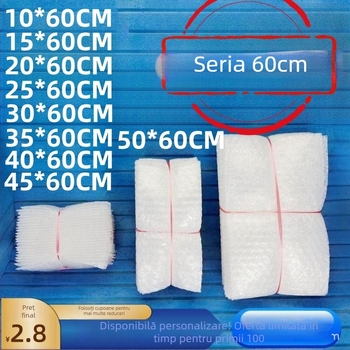Pungă cu bule transparentă, 60 cm, îngroșată, pentru ambalare și logistică