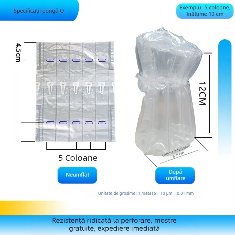Geantă protejată cu coloană de aer pentru obiecte fragile: ambalaj cu coloană de bule pentru detergent de rufe, ulei comestibil și sticle de ulei de motor