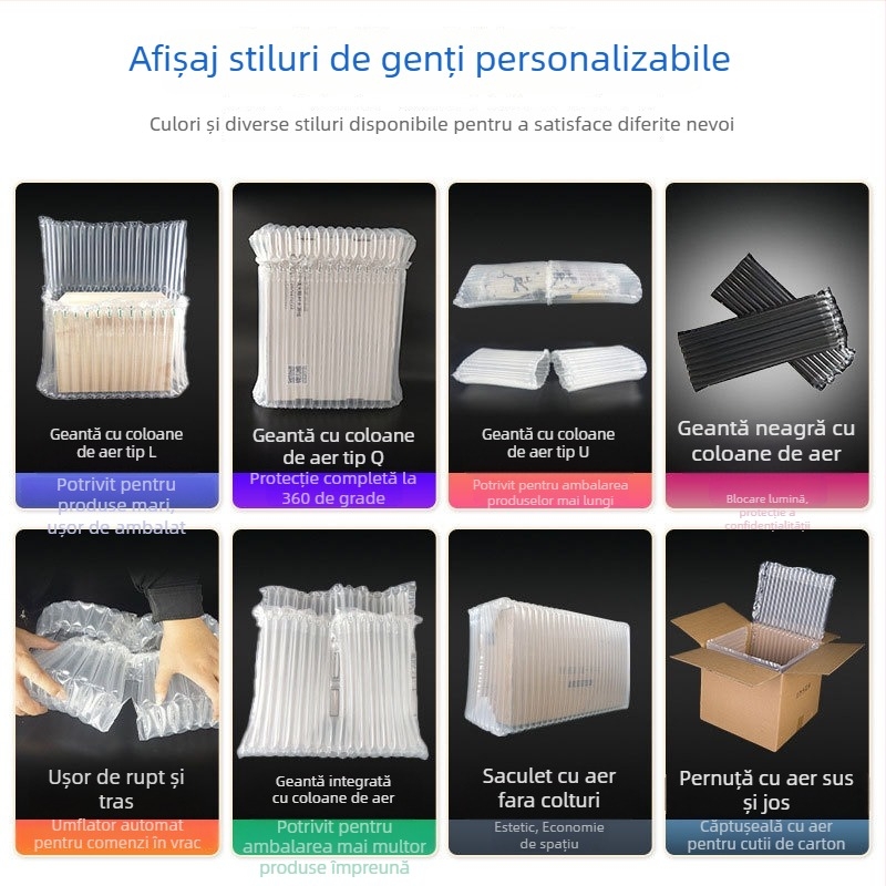 Geantă protejată cu coloană de aer pentru obiecte fragile: ambalaj cu coloană de bule pentru detergent de rufe, ulei comestibil și sticle de ulei de motor