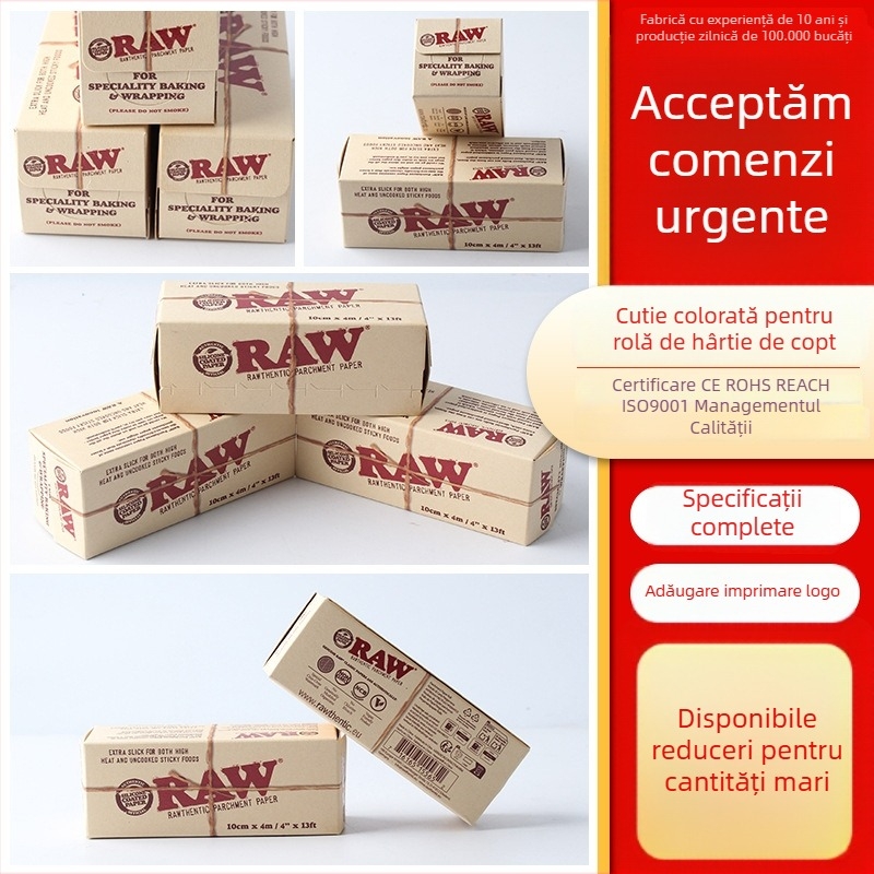 Cutie de ambalaj din Kraft pentru role de hârtie de copt, cutie color, cutie mică pentru folie alimentară, imprimare pe ambalaj