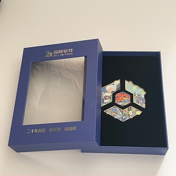 Cutie de ambalaj personalizată cu fereastră, insignă transparentă, cutie cadou pentru frigider, cutie cadou cu capac din două părți, din carton