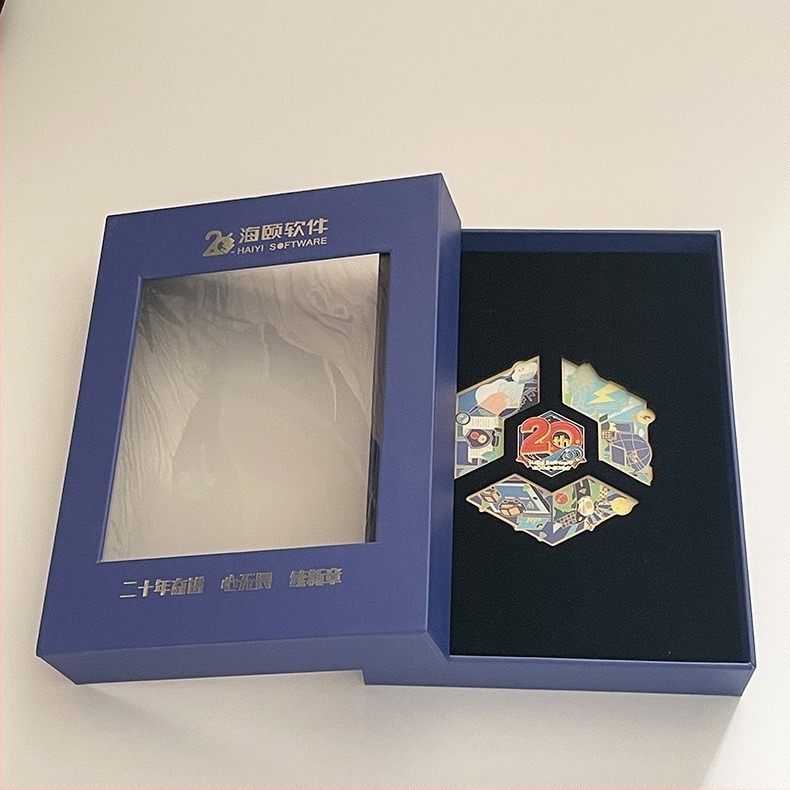 Cutie de ambalaj personalizată cu fereastră, insignă transparentă, cutie cadou pentru frigider, cutie cadou cu capac din două părți, din carton