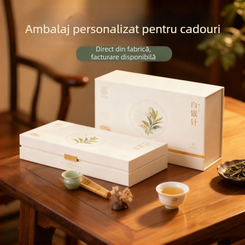 Cutie cadou pentru ceai, personalizată, de înaltă calitate, cu design capac-bază, ambalaj imprimat de lux