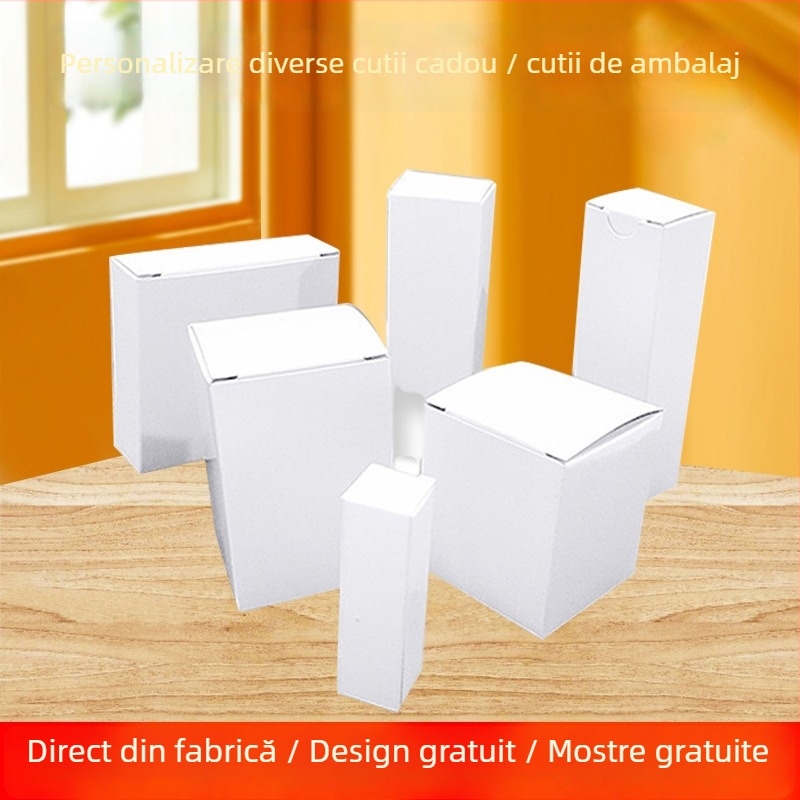 Cutie pătrată albă din carton pentru cadouri cosmetice, cu imprimare a logo-ului