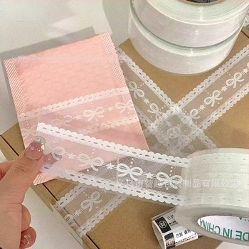 Bandă adezivă de ambalare dantelată, stil balet, transparentă, 100 m, lățime 45 mm