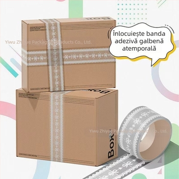 Bandă adezivă de ambalare dantelată, stil balet, transparentă, 100 m, lățime 45 mm