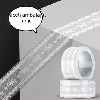 Bandă adezivă de ambalare dantelată, stil balet, transparentă, 100 m, lățime 45 mm