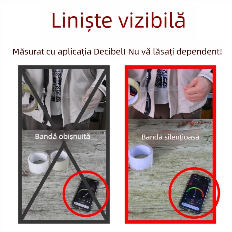 Bandă transparentă de sigilat pentru birou, cu zgomot redus pentru ambalare