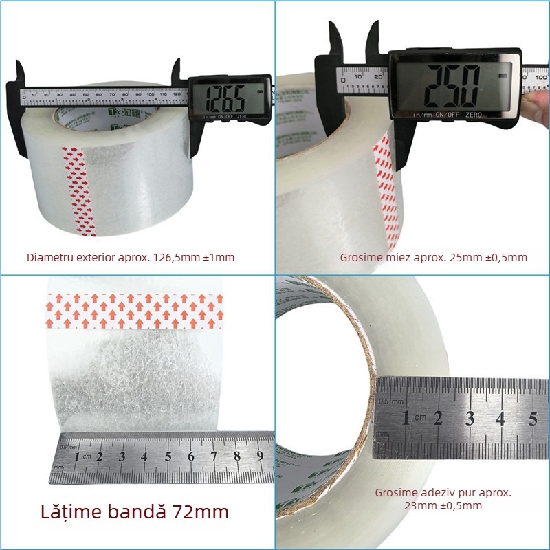 Taoxi bandă de ambalaj transparentă, 72 mm × 142 m, aderență puternică, film OPP
