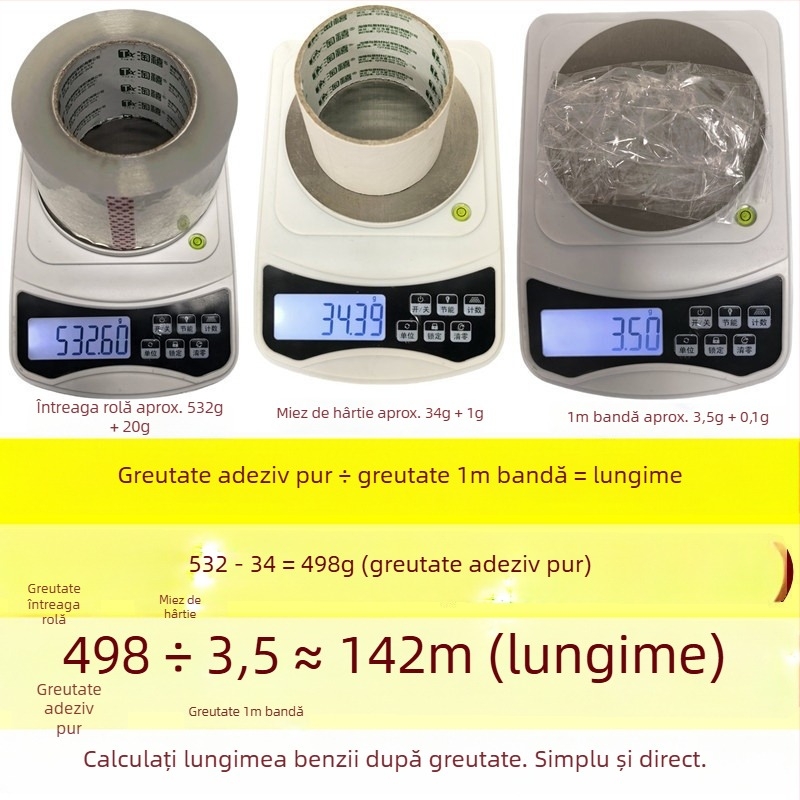 Taoxi bandă de ambalaj transparentă, 72 mm × 142 m, aderență puternică, film OPP